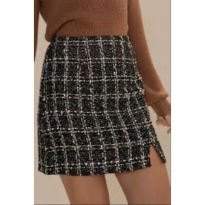 Francescas Black Plaid Tweed Mini Skirt Medium Academia Twee Clueless 90s Preppy